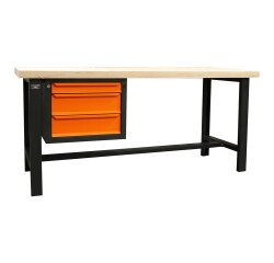 Établi d'Atelier 2M Fischer Darex –Plateau bois - Bloc 3 tiroirs