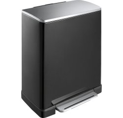 Eko pedal bin e-cube 28 + 18 l, matte stainless steel, black