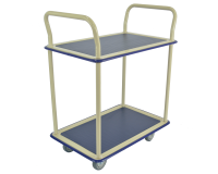 Desserte 2 plateaux tôle enrobés de caoutchouc 300 kg 905 x 610 mm