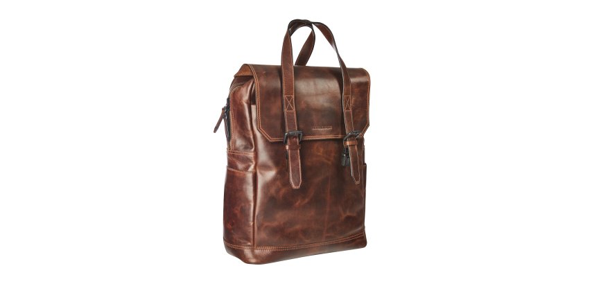 Lederen rugzak met laptopvak 15,6"