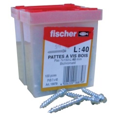 Patte à vis 7x40 bois le 100 en boite