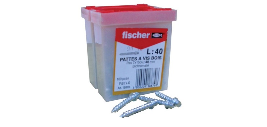 Patte à vis 7x40 bois le 100 en boite