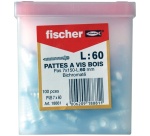 Patte à vis bois - PVB  7 x 60 - boite plastique de 100