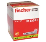 Cheville - tous matériaux - UX 8 x 50 R - avec collerette - boîte de 100