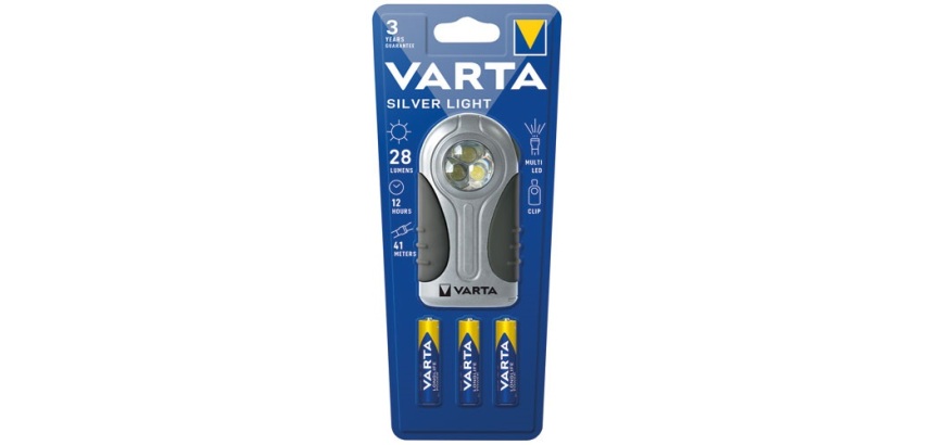 Boitier plat - Led - Silver Light - 3 piles LR03 - gris