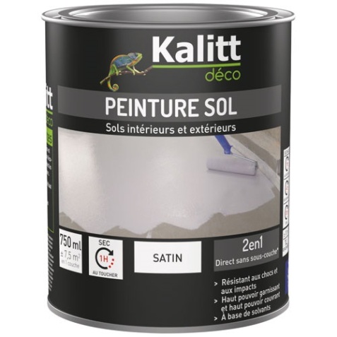 Peinture sol satin - 2 en 1 - intérieur et extérieur - 750 mL - blanc pur