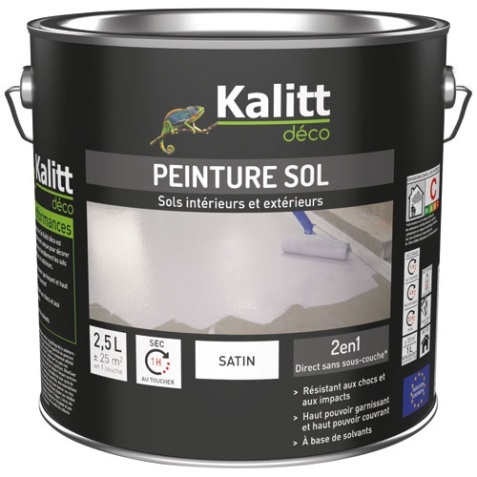 Peinture sol satin - 2 en 1 - intérieur et extérieur - 2.5 L - gris silex
