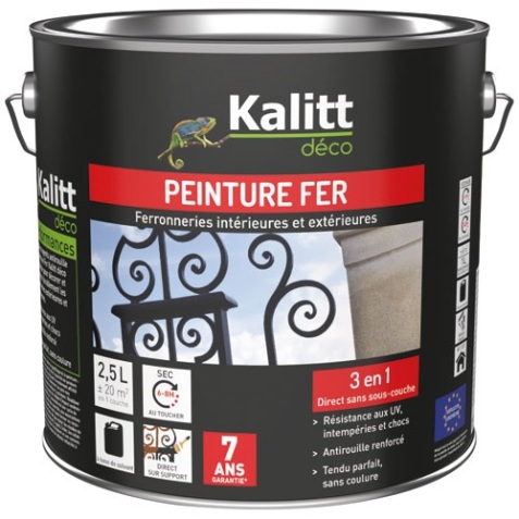 Peinture fer brillante - 3 en 1 - intérieur et extérieur - 2.5 L - blanc