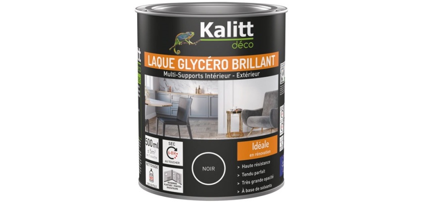 Laque glycéro Brillante Multi-supports 0.5 L - Noir