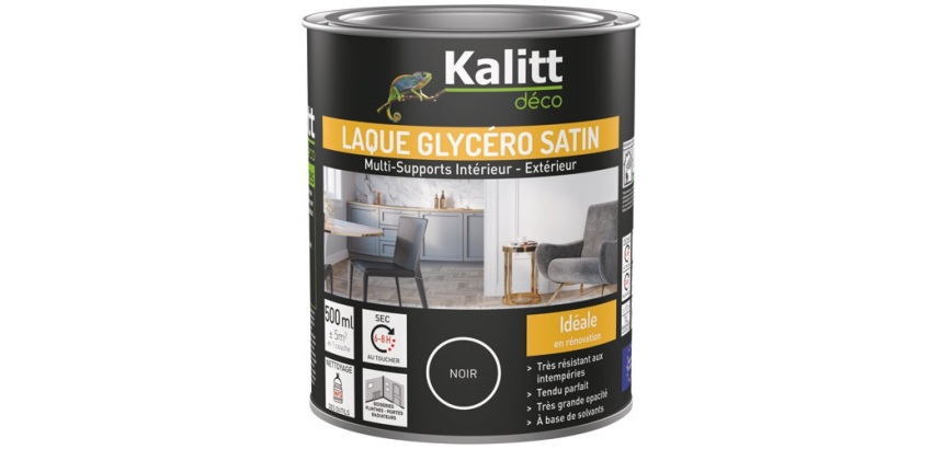Laque glycéro Satin Multi-supports 0.5 L - Noir