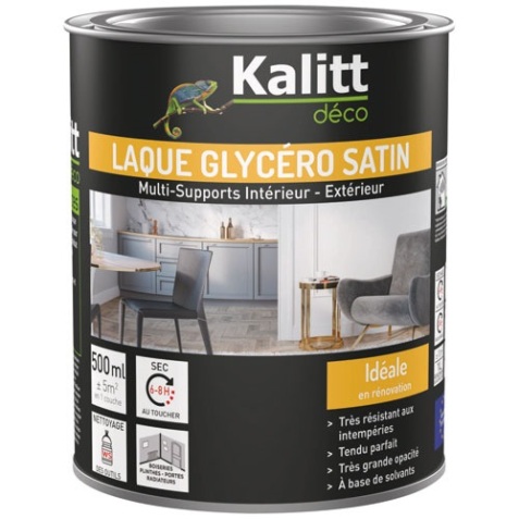 Laque glycéro satin - multi-supports - intérieur - extérieur - 500 mL - gri