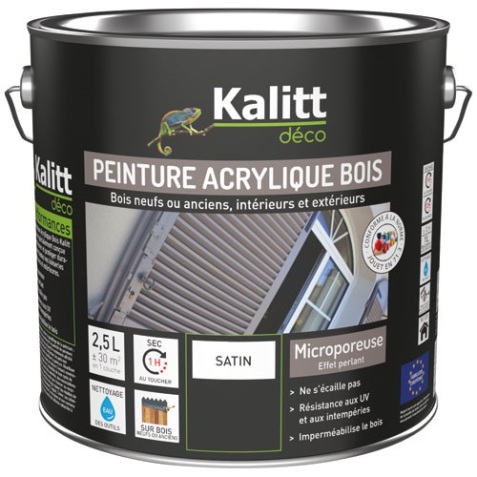 Peinture bois micrporeuse satin - extérieur - 2.5 L - gris anthracite