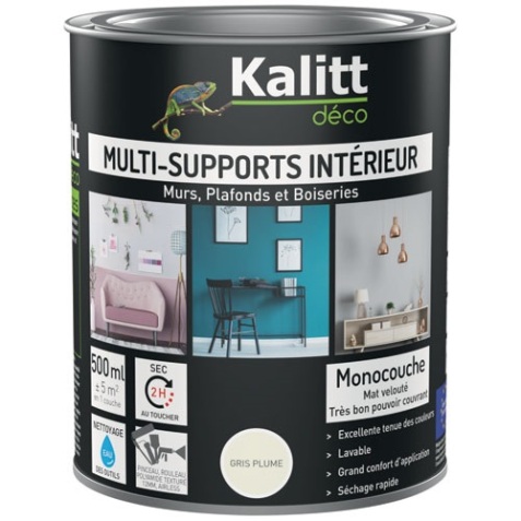 Peinture acrylique mat - multi-supports - 0.5 L - gris plume