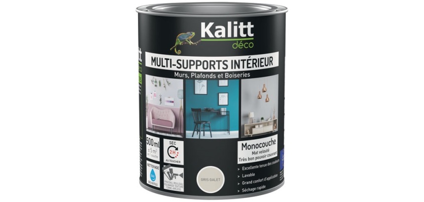 Peinture multi-supports 0,5 L Acrylique Mat - Gris Galet