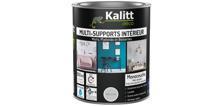 Peinture multi-supports 0,5 L Acrylique Mat - Gris Clair
