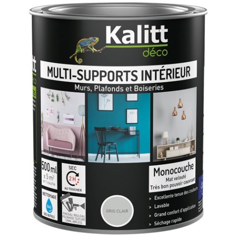 Peinture acrylique mat - multi-supports - 0.5 L - gris clair