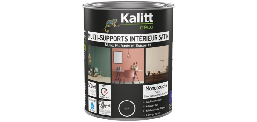 Peinture multi-supports 0,5 L Acrylique Satin - Noir