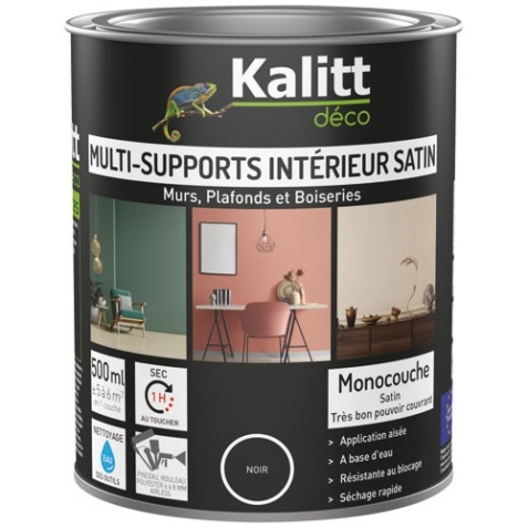 Peinture acrylique satin - multi-supports - 0.5 L - noir