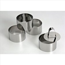 Cercle à mousse avec poussoir en inox Ø 7,5 cm - Lot de 4