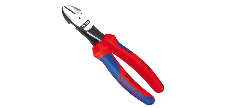 Pince coupante de côté à forte démultiplication - 180 mm - rouge/bleu