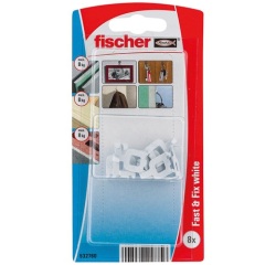 Crochet - Fast & Fix - supporte 5 Kg - blanc - lot de 8