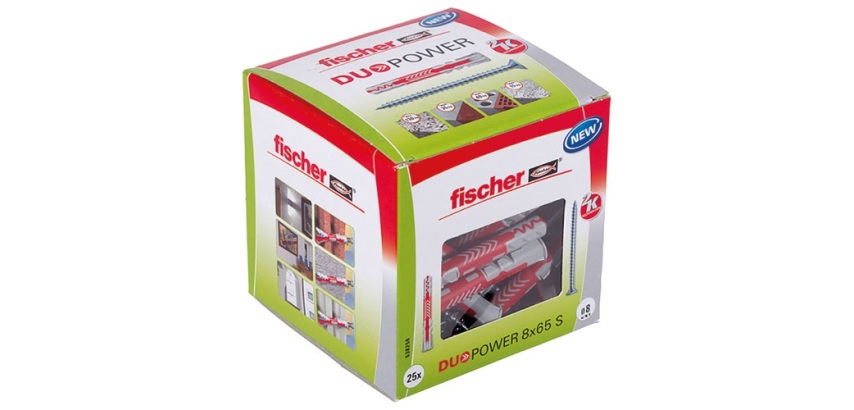 Cheville - DuoPower - 8 x 65 S - avec vis - boîte à fenêtre de 25