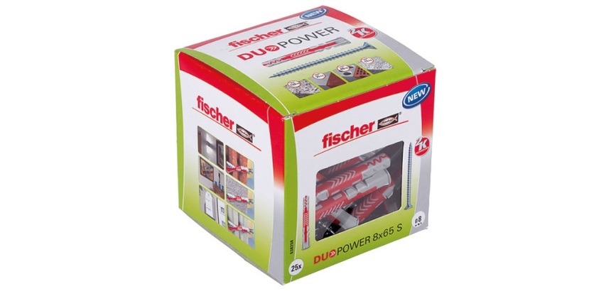 Cheville - DuoPower - 8 x 65 S - avec vis - boîte à fenêtre de 25