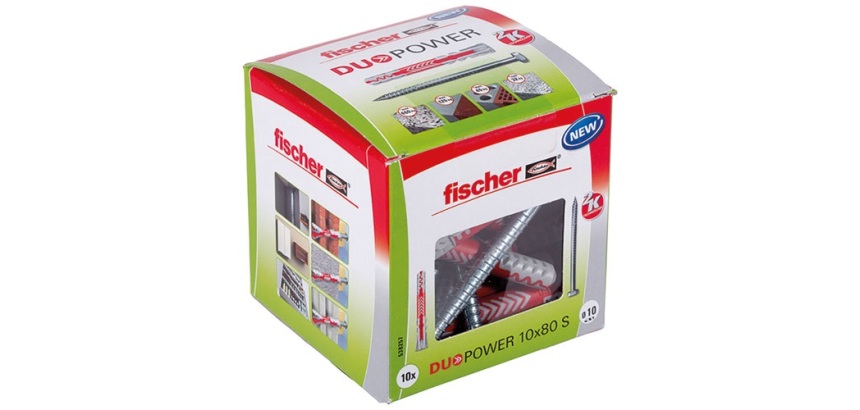 Cheville - DuoPower - 10 x 80 S - avec vis - boîte à fenêtre de 10