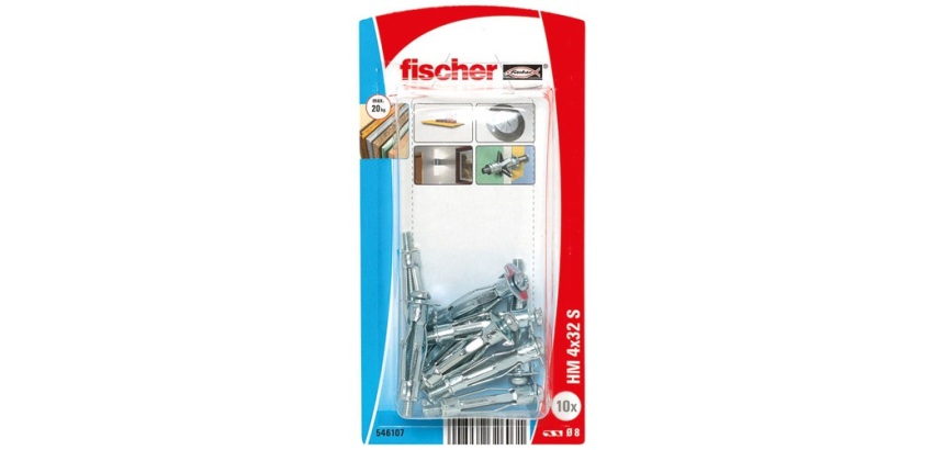 Cheville métallique - pour corps creux - HM 4 x 32 S BP K NV - avec vis mét