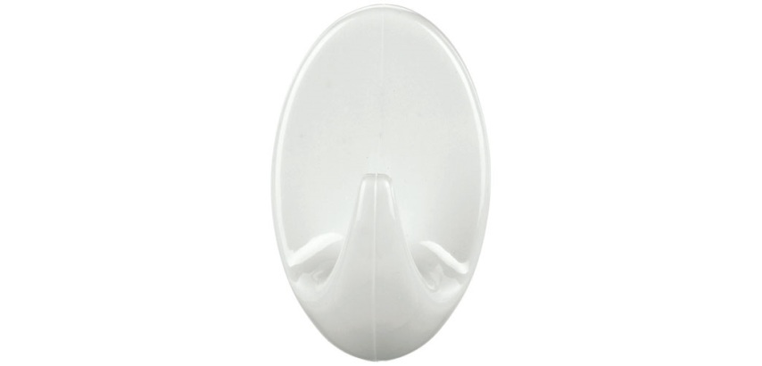 Crochet - Permanent - ovale - taille S - 43 x 26 x 20 mm - blanc - lot de 2