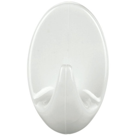 Crochet - Permanent - ovale - taille S - 43 x 26 x 20 mm - blanc - lot de 2