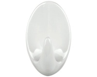 Crochet - Permanent - ovale - taille L - 55 x 33 x 26 mm - blanc - lot de 2