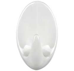 Crochet - Permanent - ovale - taille L - 55 x 33 x 26 mm - blanc - lot de 2