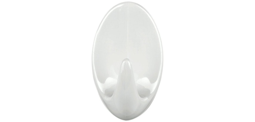 Crochet - Permanent - ovale - taille L - 55 x 33 x 26 mm - blanc - lot de 2