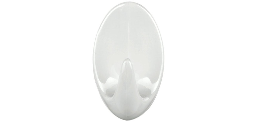 Crochet - Permanent - ovale - taille L - 55 x 33 x 26 mm - blanc - lot de 2