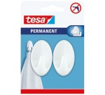 Crochet - Permanent - ovale - taille L - 55 x 33 x 26 mm - blanc - lot de 2