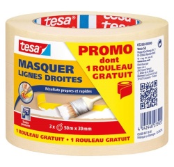 Ruban adhésif masquage - lot de 2 + 1 gratuit - 50 m x 30 mm