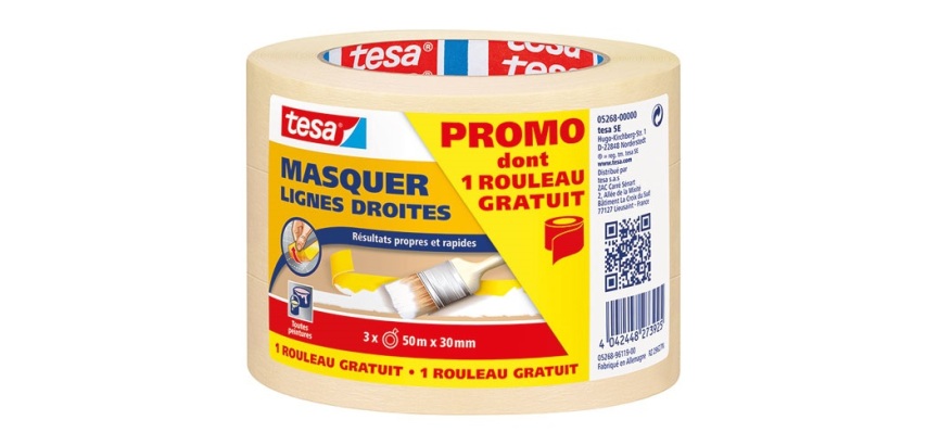 Ruban adhésif masquage - lot de 2 + 1 gratuit - 50 m x 30 mm