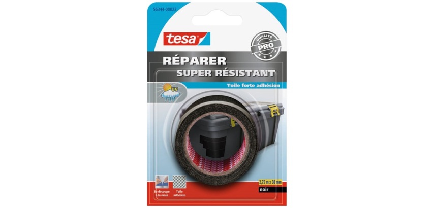 Ruban de réparation toilé super résistant Power Perfect Tesa, noir