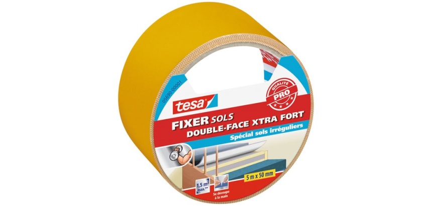 Ruban adhésif double face X-tra fort spécial Sols irréguliers Tesa 50 mm x 5 m