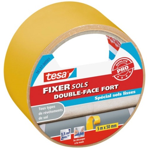 Adhésif fixation sols double face fort 5 m x 50 mm