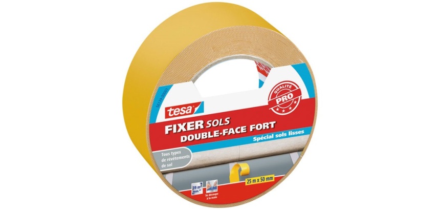 Ruban adhésif double face fort spécial sols lisses Tesa