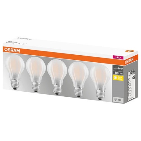 Ampoule Led - E27 - 7 W - Standard dépolie - Lot de 5