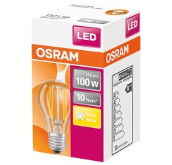 Ampoule led standard claire filament de 11W équivalent 100 W E27 chaud