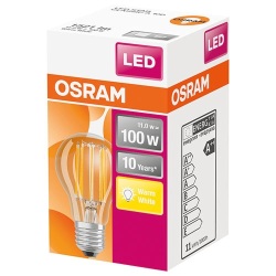 Ampoule led standard claire filament de 11W équivalent 100 W E27 chaud