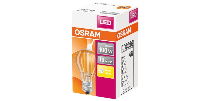 Ampoule led standard claire filament de 11W équivalent 100 W E27 chaud