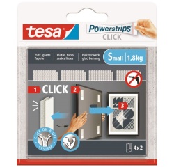 Adhésif - Powerstrip Click - taille S - supporte 1.8 Kg - blanc - lot de 4