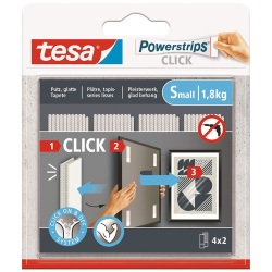 Adhésif - Powerstrip Click - taille S - supporte 1.8 Kg - blanc - lot de 4