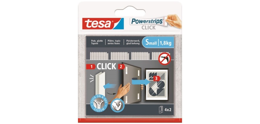 Adhésif - Powerstrip Click - taille S - supporte 1.8 Kg - blanc - lot de 4