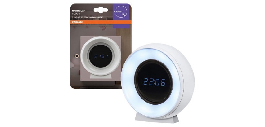 Horloge numérique & veilleuse - Nightlux -  rechargeable - 0,3W -  5lm - bl